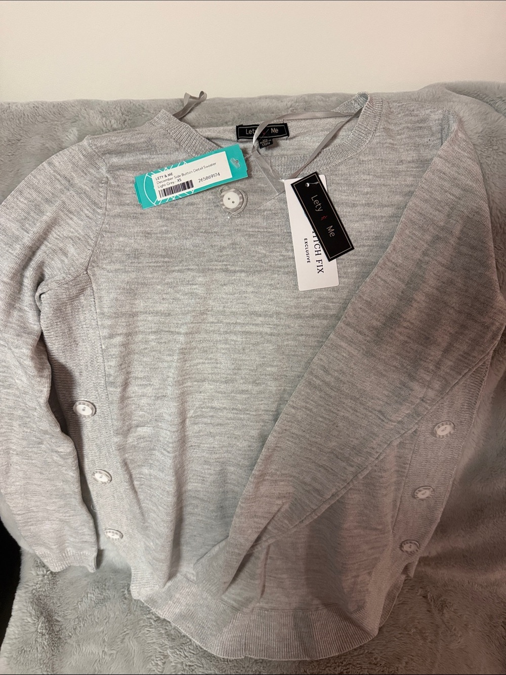 Light Gray V-Neck Button-Trim Women's Cardigan -